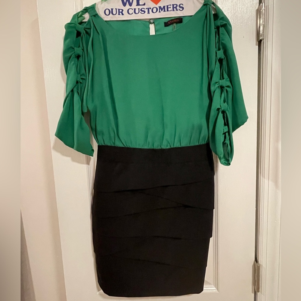 Green and black dress